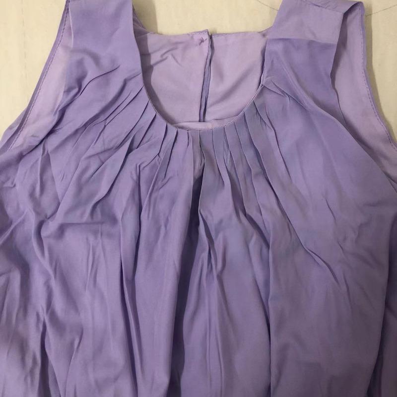 Summer New Sleeveless Casual Loose Purple Dress Women Fashion Plus Size A Line Beach Vacation Dresses Women Solid Pleated Round Neck Long Dress 26368