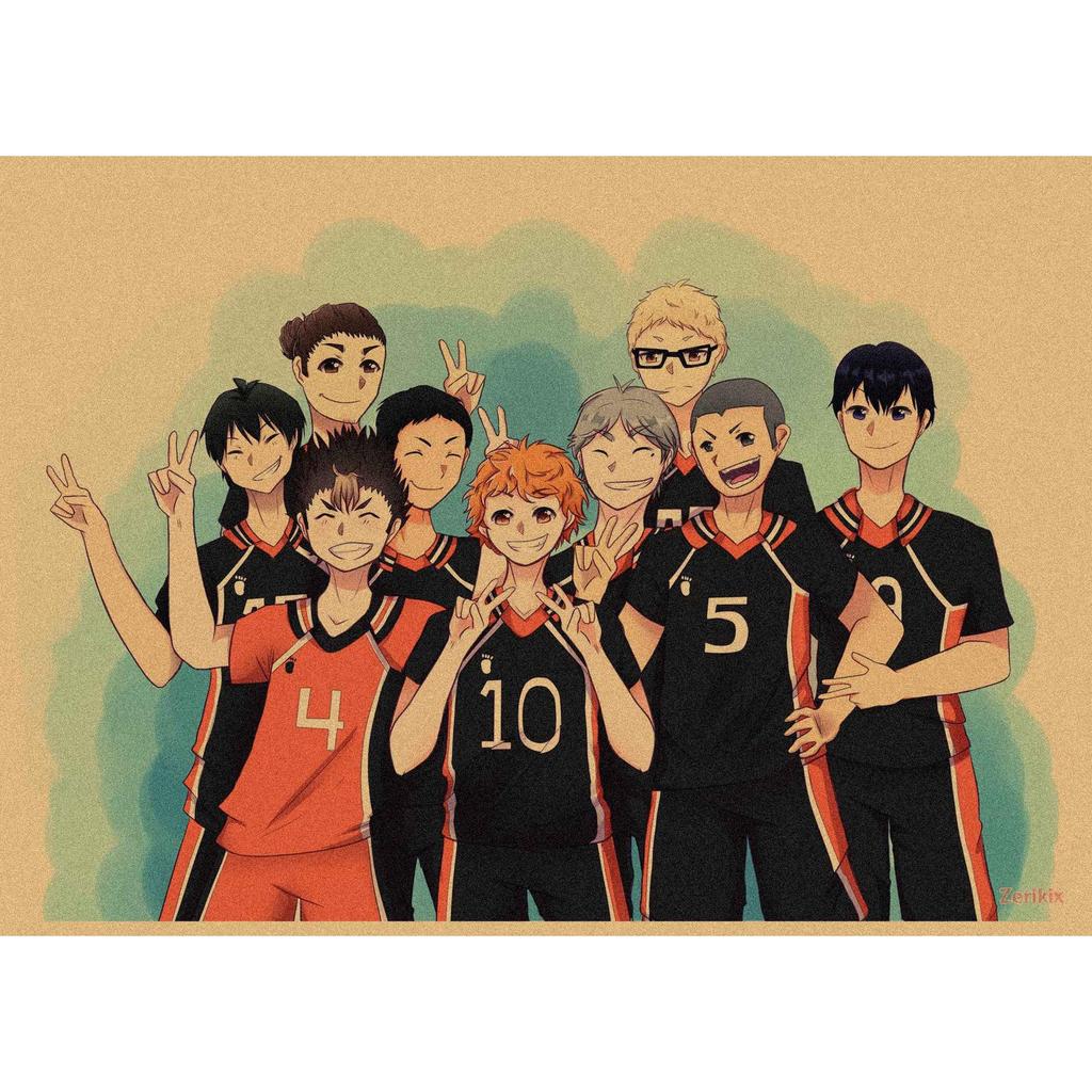 Haikyuu!! Retro Kraft Poster: Hinata Shoyo & Kageyama Tobio Decorative Wall Art
