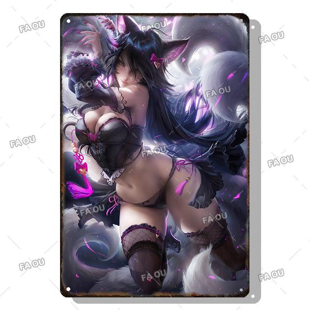 

Сексуальная аниме-девушка, металлическая пластина, игровая фигурка, винтажная жестяная вывеска, бар, клуб, художественные декоративные таблички для современного дома, комнаты, Настенный декор, постер 7.8X11.8inch