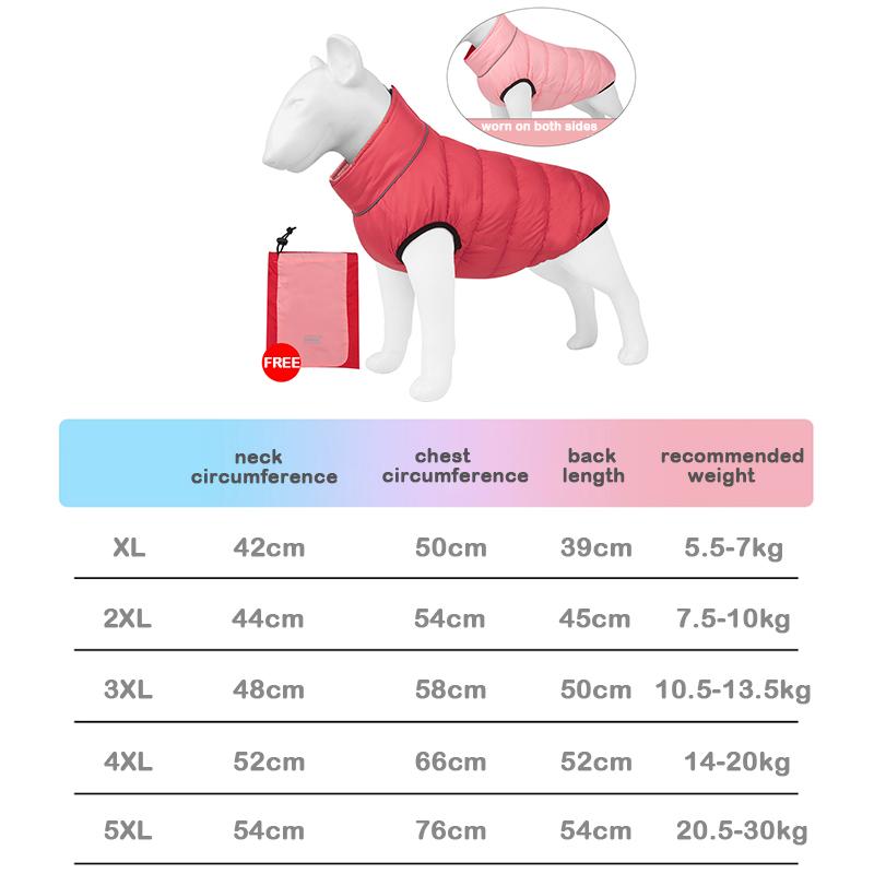 Oboustranné Nositelné Nové Silné Podzimní Zimní Psí Oblečení Teplá a Reflexní Psí Bunda Vodotěsné a Větruodolné Psí Oblečení