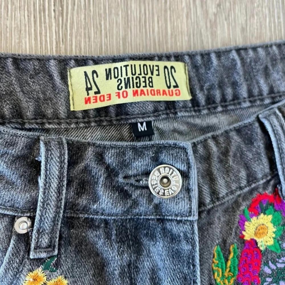 RogueWave Harajuku Street Hip-Hop Casual Jeans Drepți Largi Bărbați American Y2K Imprimeu Litere Modă Versatil Blugi Scurți Denim Femei