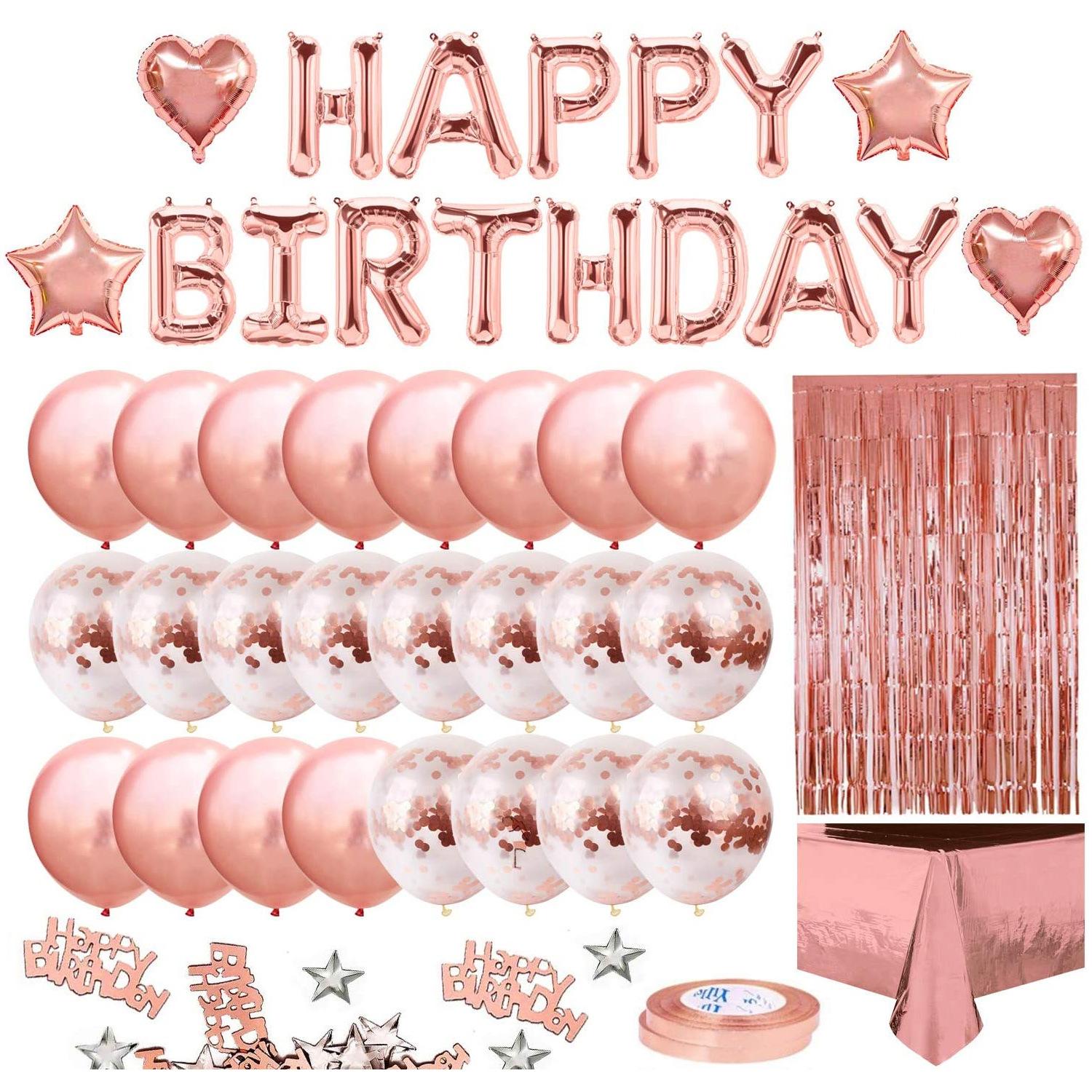 

Rose Gold Rose Gold Balloon Set 2M Rain Silk Tablecloth Birthday Party Supplies Birthday Confetti Sequins Rose gold rain silk tablecloth birthday decoration