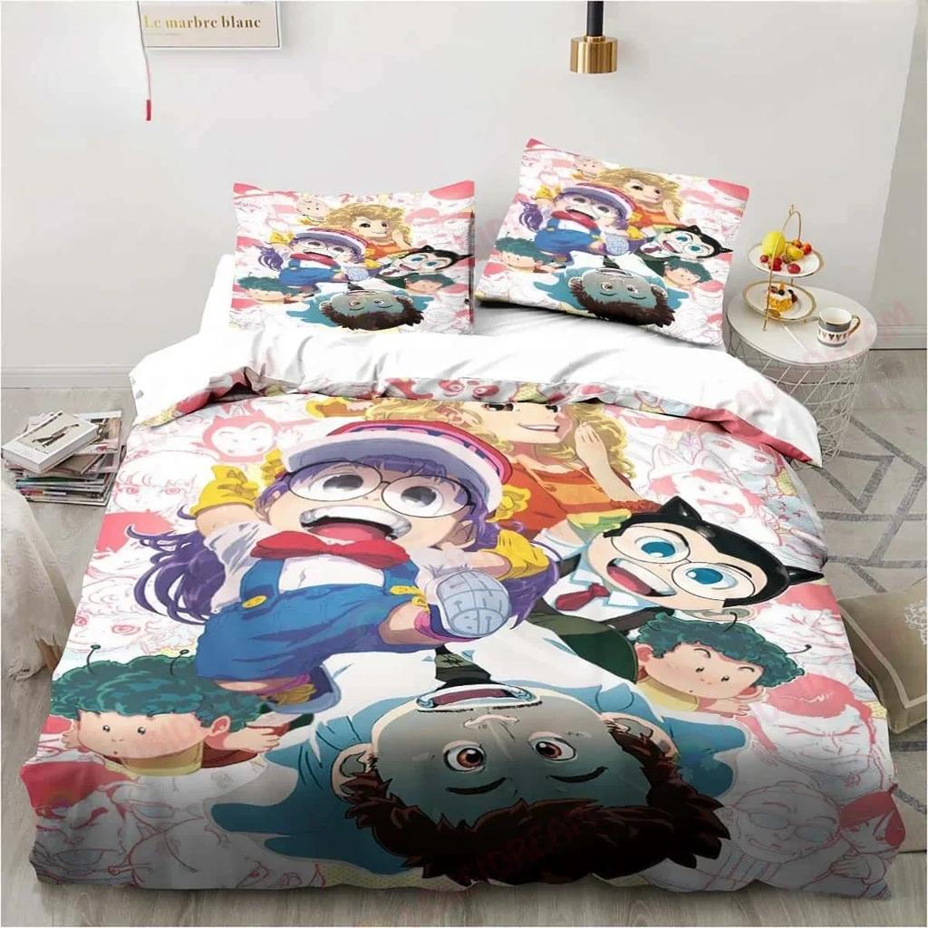 3D Carton DR S-Slump Arale Beding Set Shet King Twin Double Child Beding Set Mircofiber or Polyester Soft with Soft Fabric Duvet Cover Sets