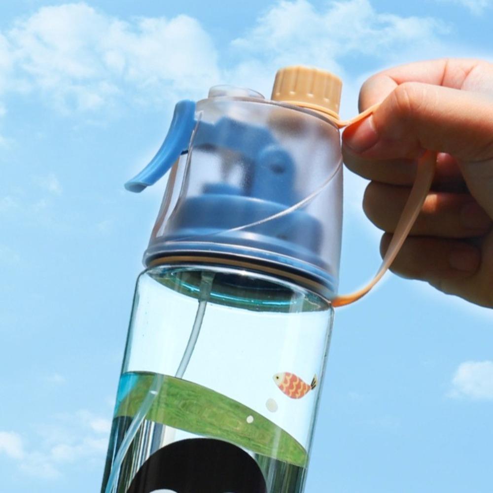 Cartoon Sports Water Cups Transparent Plastic Water Bottles Portable Fitness Drinking Cups Summer