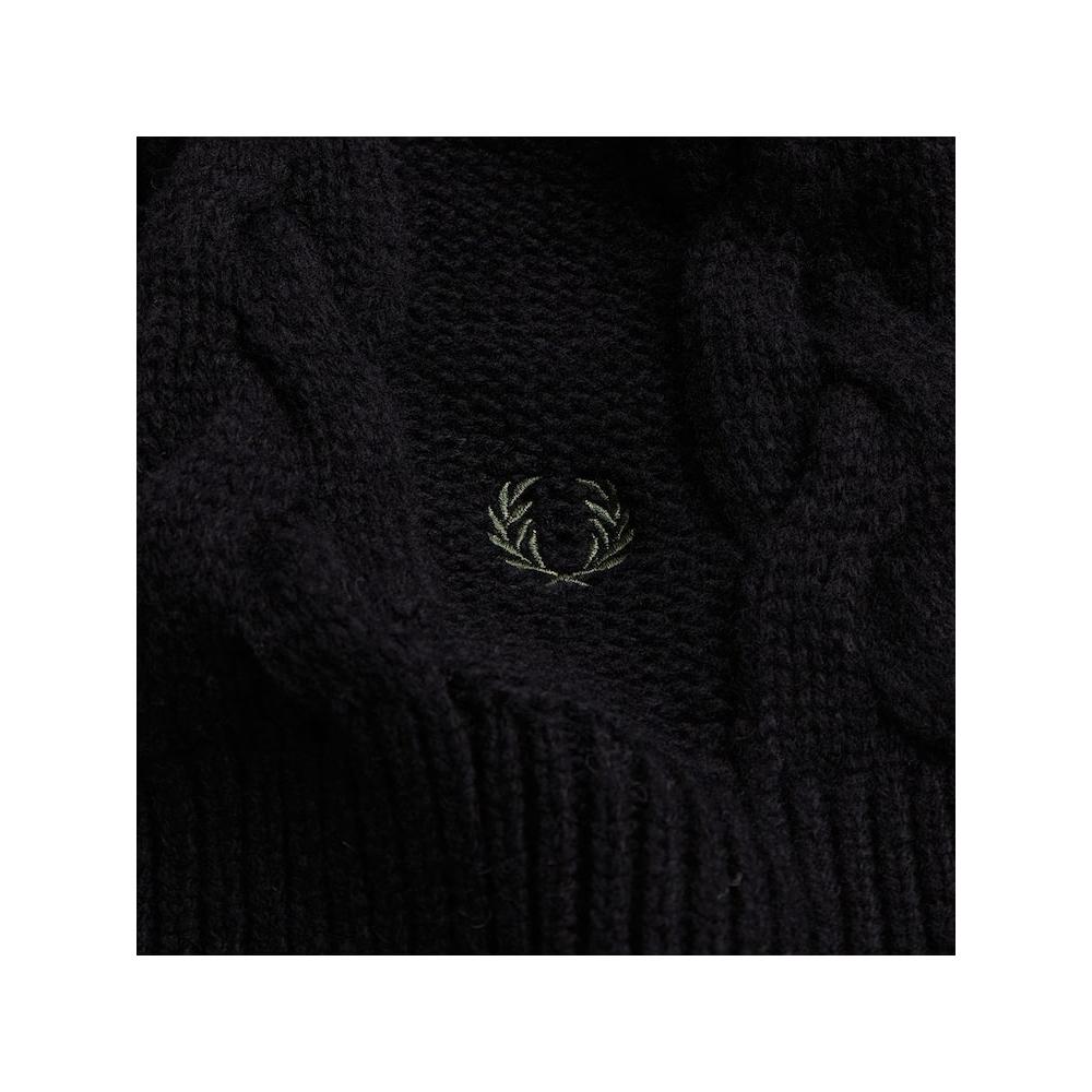 Fred Perry Lambswool Blended Cable Scarf   Black Cfpu2438145 102 qzgCfpu2438145 102