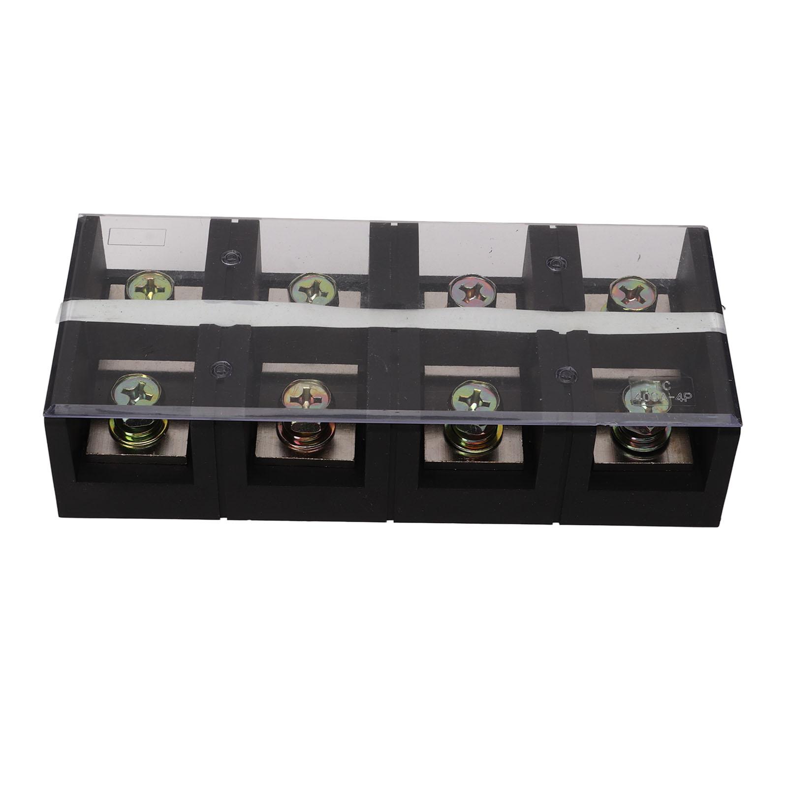 

Barrier Terminal Strip Block 400A 600V High Current Dual Row Locking Terminal Strip with Cover for