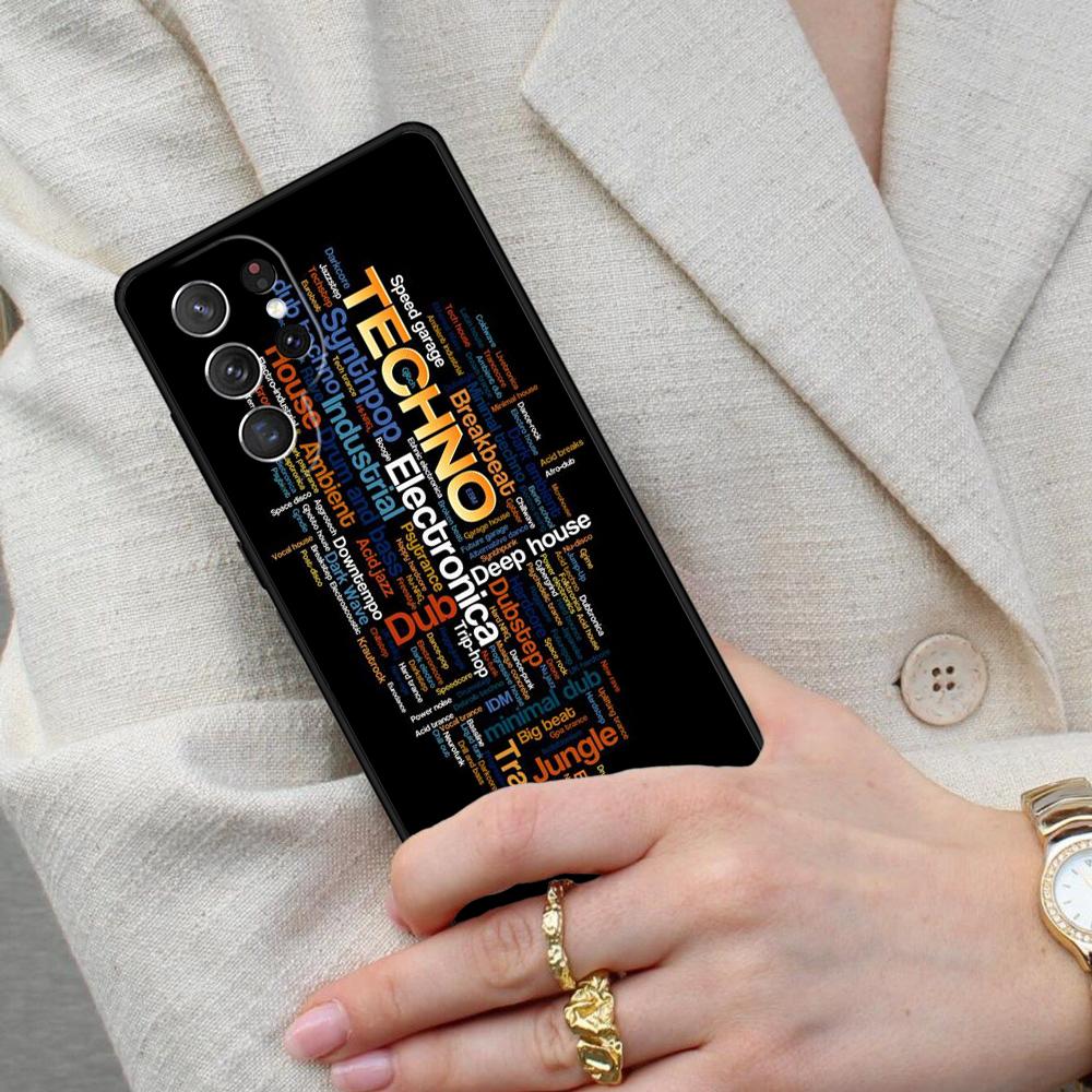 Love Techno Music Quotes Cell Phone Case for Samsung Galaxy S26 Ultra S25 S24 S23 S22 S21 S20 Note10 Cover