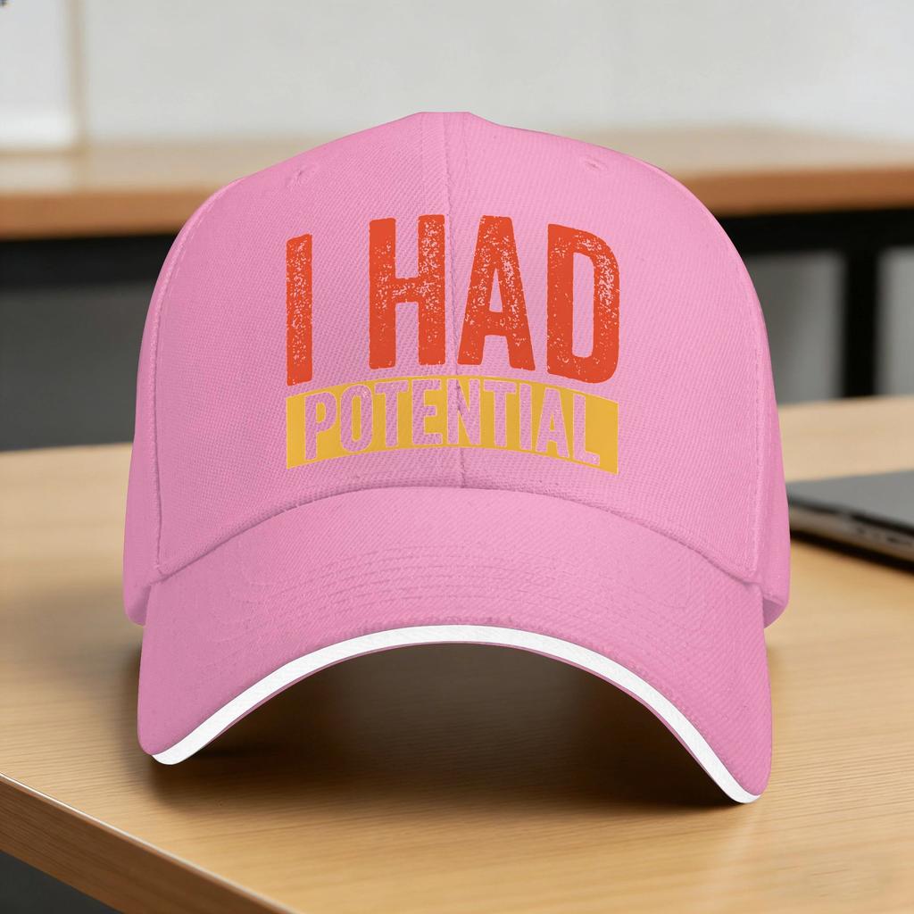 I Had Potential Baseball Cap Design Print Trucker Hat Summer Unisex Unisex Tennis Skate Snapback Cap