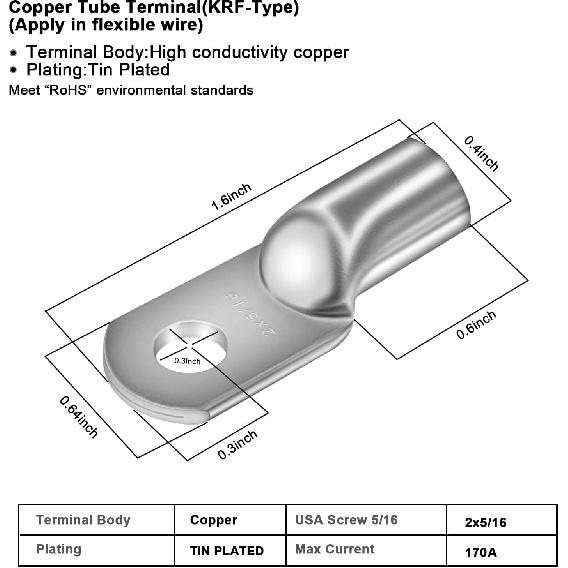 IGreely Battery Cable 2 AWG 2 Gauge Wire Made With OFC Copper Wire Battery Power Inverter Cables With 5/16" Lugs Terminals For Welding Solar Panel