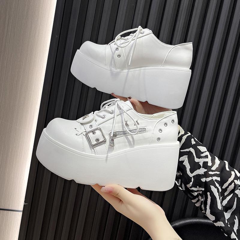 Fashion 8.5 Cm Wedge Thick Bottom Fashion Punk Shoes Woman Fashion Classics Gothic Metal Women Ladies High Platform Pumps