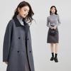 Women's Mid-Length Beige Wool Coat - Elegant French Casual Loose Fit, Petite Plus-Size, Thickened Winter Outerwear 2025.
