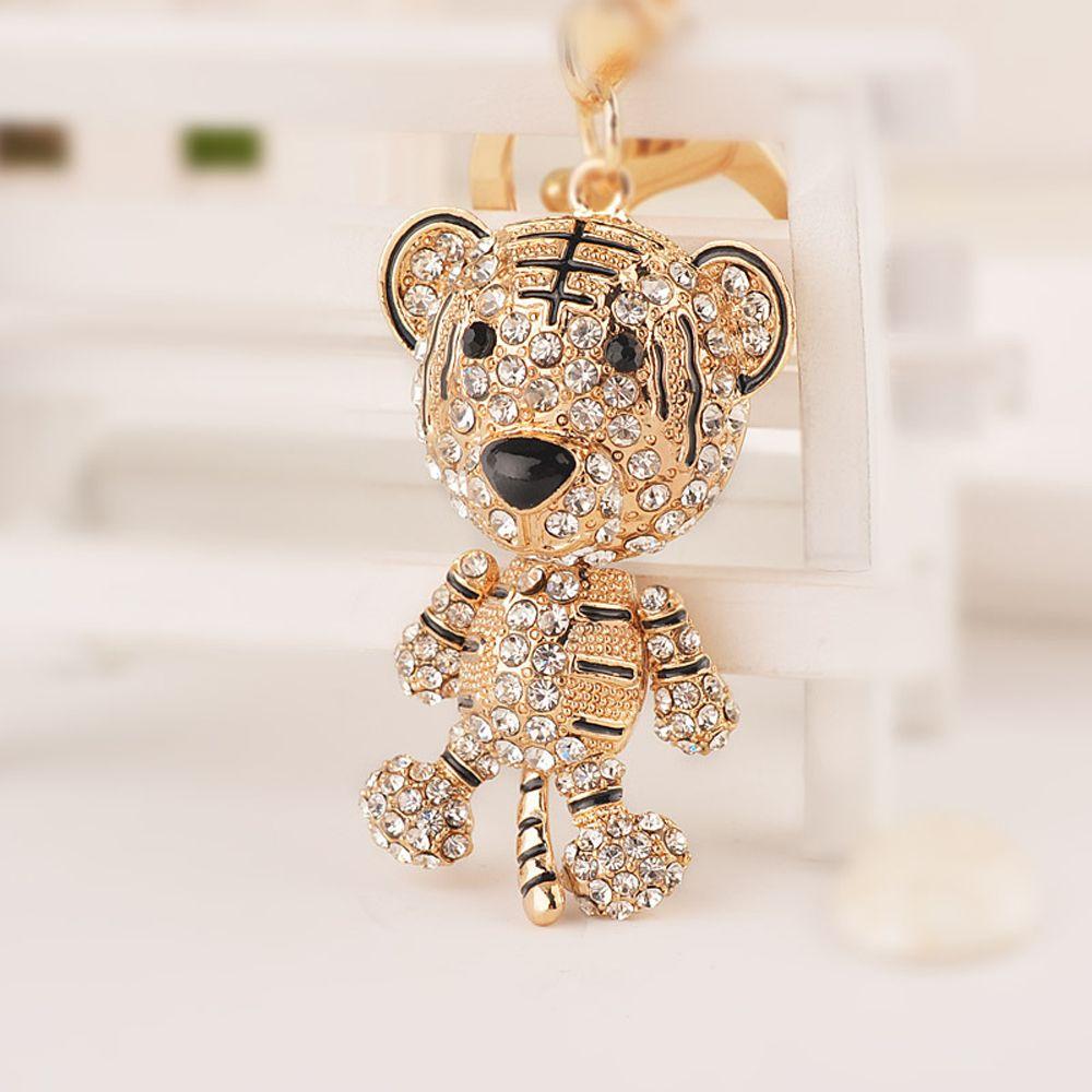 Couple Gifts DIY Trinkets Tiger Key Chain Car Keychain Metal Rhinestone Keychain Tiger Key Ring