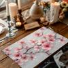 4/6pcs Retro Pink Cherry Blossoms Placemats Table Mats, 12x18in Heat-Resistant Table Place Mats, Decorative Washable Table Placemats