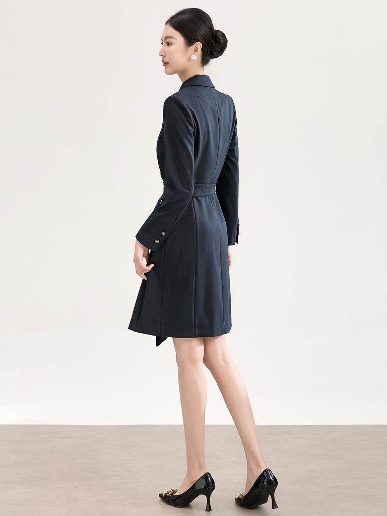 Elegant Irregular Belted Suit Dress - Women's Spring Collection