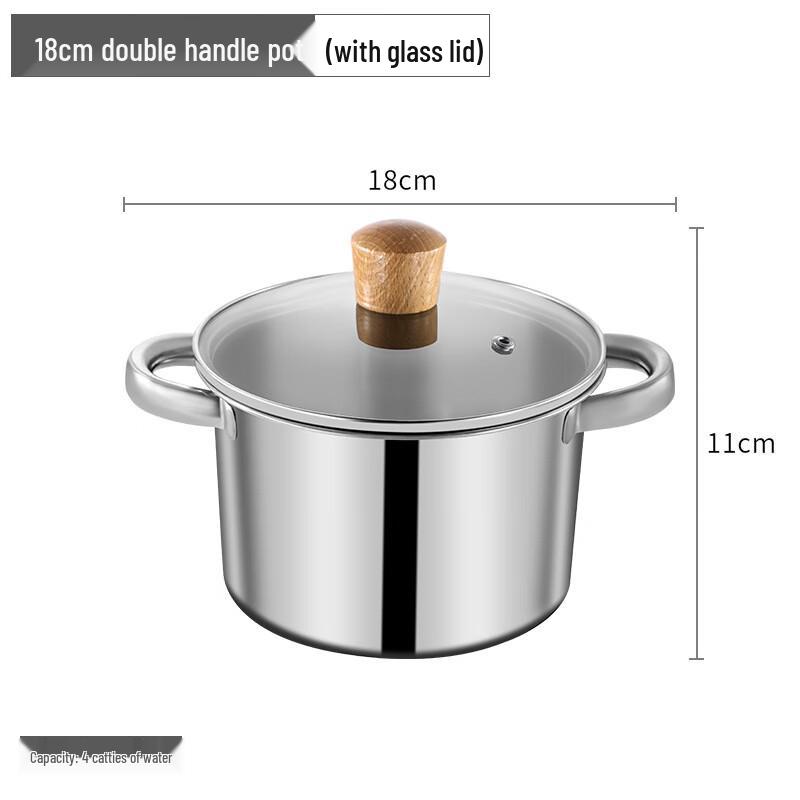 304 Stainless Steel Home Hot Pot with Glass Lid