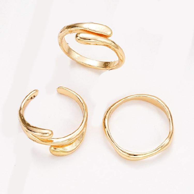 Trendy 3pcs Irregular Textured Rings Versatile and Luxurious Portable Jewelry Accessory for Personal Expression