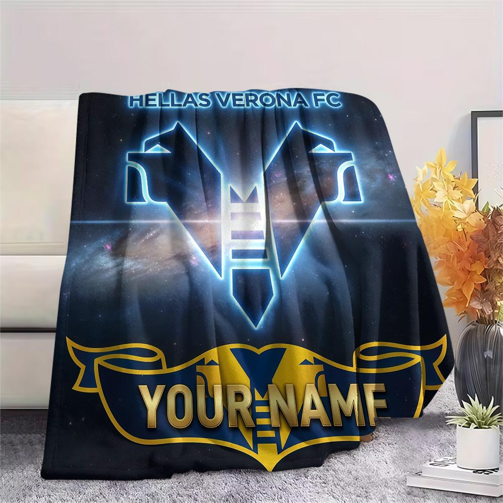 Custom Name Hellas Verona FC Flannel Blanket, High quality Comfortable for All Seasons, Home Decor, Warmth and Comfort