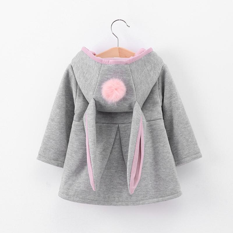 

Зимнее пальто для девочек, хлопковая куртка с милыми кроличьими ушками и капюшоном для детей, теплая верхняя одежда на пуговицах для девочек, ветровка, зимняя одежда 110