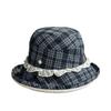 2026New Plaid Lace Wide-brimmed Fisherman Hat for Women, Summer Sun Protection Bucket Hat, High-end Feel, Suitable for Large Head Sizes, Versatile