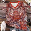 V-neck Bohemian Style 3D Printed T-shirt for Summer Round Neck Short Sleeved Casual Women's T-shirts