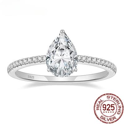 2 CT 925 Sterling Silver Förlovningsringar Ädelsten Kubisk Zirkonia Vigsellöftesringar för Kvinnor Fina Smycken Gåvor