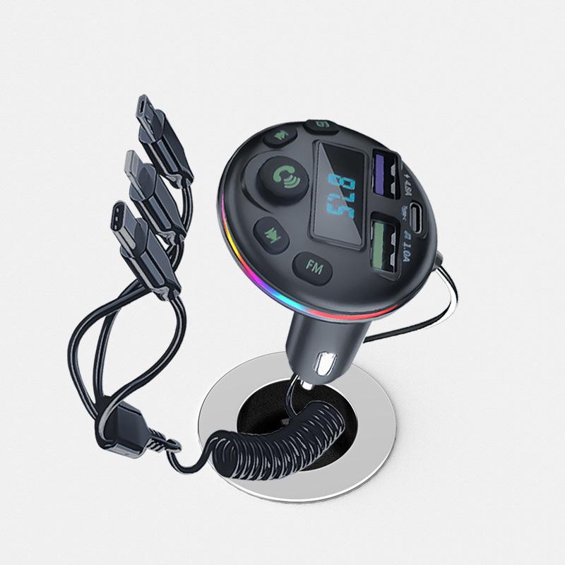 Q21 Bluetooth FM Transmitter mit Spiralkabel & QC3.0 PD20W Schnell-Autoladegerät