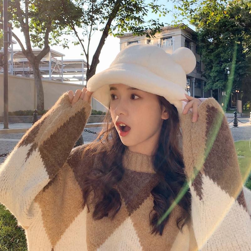 Chapeau De Pêcheur En Fausse Fourrure Pour Femme - Blanc, Doux Et Chaud, Taille Unique, Pour Automne Et Hiver