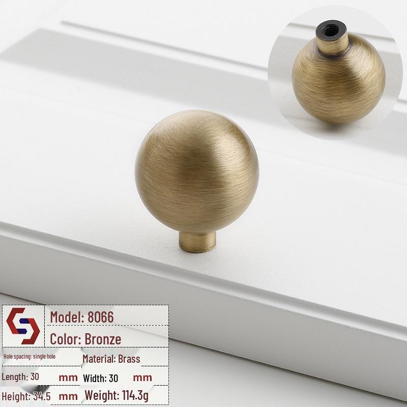 Vintage Brass Handle for Wardrobes, Cabinets, Drawers, and French Doors - Single Hole Light Luxury Style Furniture Hardware