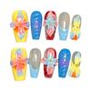 10PCS Colorful Fake Nails with Flower Decor with Zero Pressure On the Nail Bed Design for Working Dating or Partying