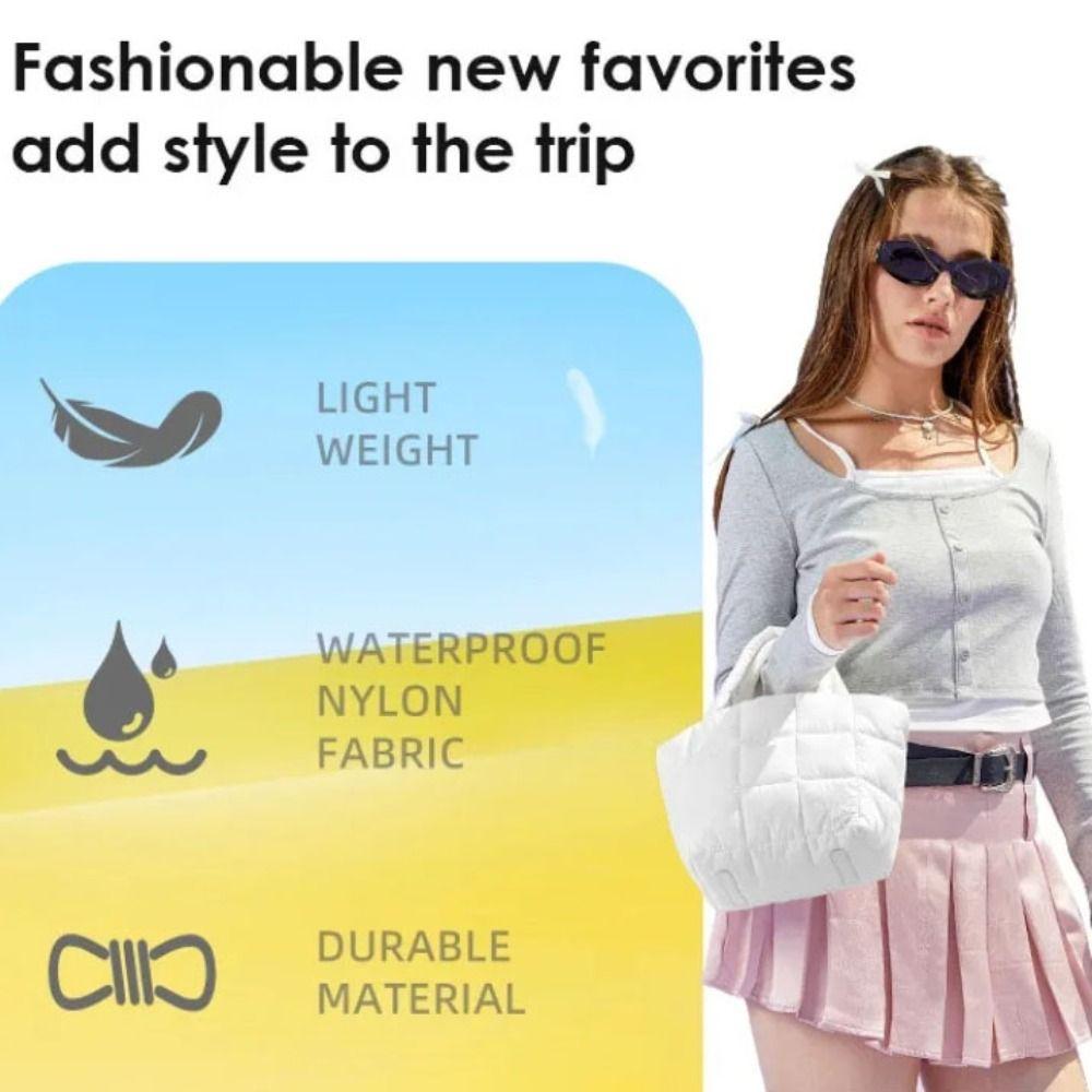 Nylon Crossbody-veske Vattert Skulderveske Lett Puffer-veske Arbeid