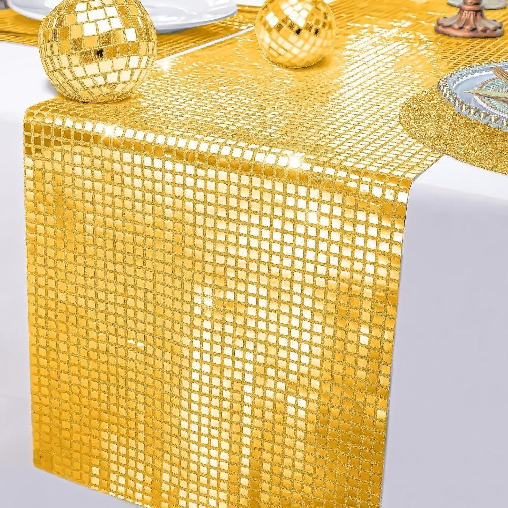 Sequin Table Cover Mirror Design Tablecloth Party Supplies Disco Table Runner Wedding
