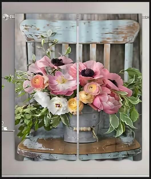 Romantic Water Droplet Red Rose Luxury Window Curtains For Bedroom Living Room Bathroom Kicthen Door Hall Cupboard On Sale 2PCS