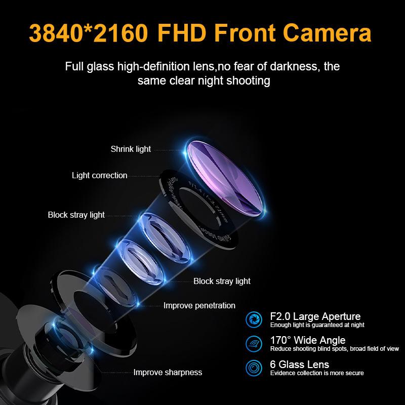 HD 4K Hidden Dashcam Car Camera front rear dual lensNight Vision Recording Auto DVR Loop Dash Recorder Vehicle Accessories