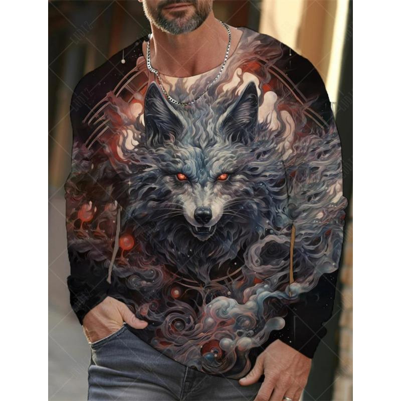 Populární tričko Animal Wolf Series 3D potištěné pánské streetwear Top oblečení Neformální trička s dlouhým rukávem a výstřihem