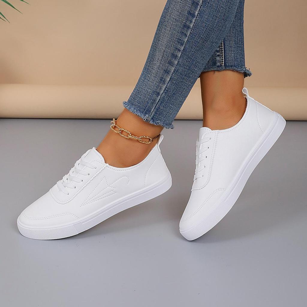 2024 Frühling Damen Übergröße Römischer Stil Weiß Schnürung Rutschfest Mode Sneaker