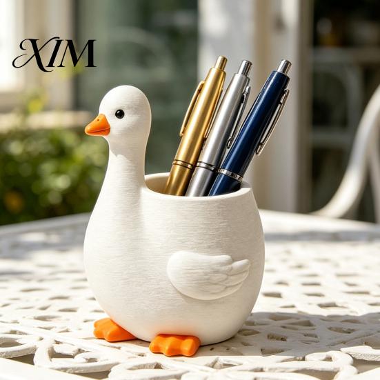 Contenitore da scrivania simpatico portapenne a forma di oca, Contenitore di grande capacità e dimensioni compatte, Organizzatore da scrivania per studenti con stampa 3D in PLA, Cancelleria per penne e carta