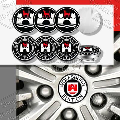 Swpzb8 4 Pièces 56mm Emblème Edition Wolfsburg Cache-Moyeux Central de Roue de Voiture Cache-Jantes Autocollant Badge Pour Golf Touareg Beetle Passat Styling