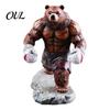 Resin Animal Figurine Boxing Bear Figurine, Muscle Statue for Desk Decor, Brown Decor White Sculpture Office and Home Display Shape