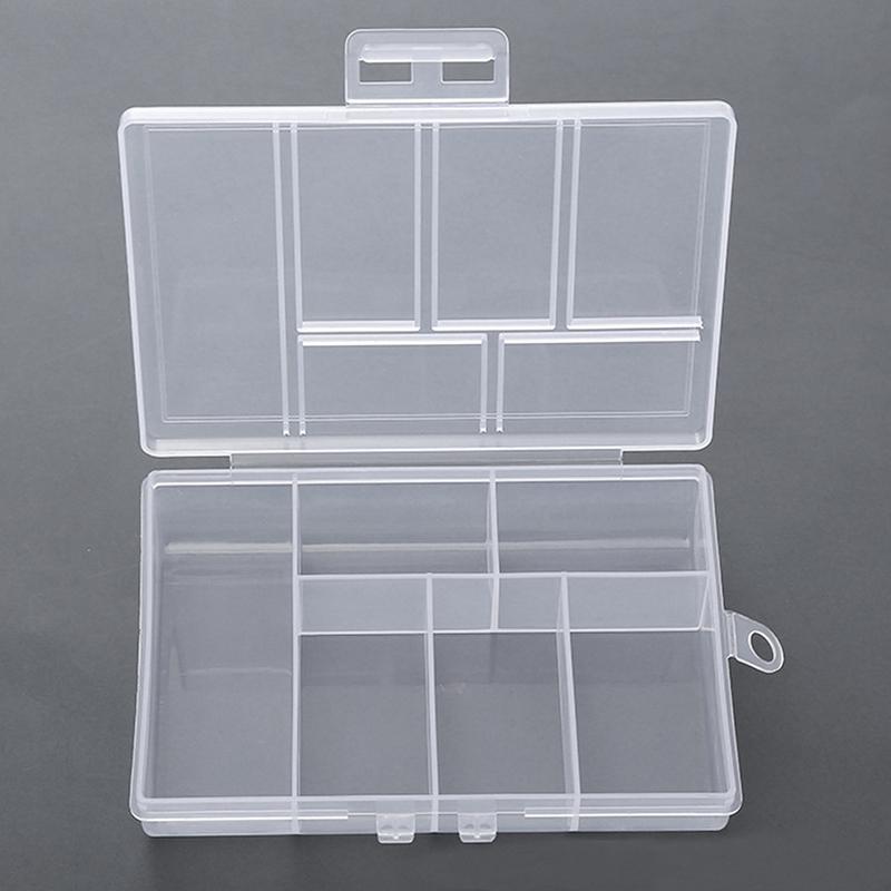Tragbare transparente rechteckige Aufbewahrungsboxen mit 6 Fächern für Knöpfe, Perlen, Medizinbehälter, Schmuck-Displaybox