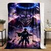 A glowing humanoid stands before a massive, glowing demon-like figure. for all seasons blanket lunch break throw gift