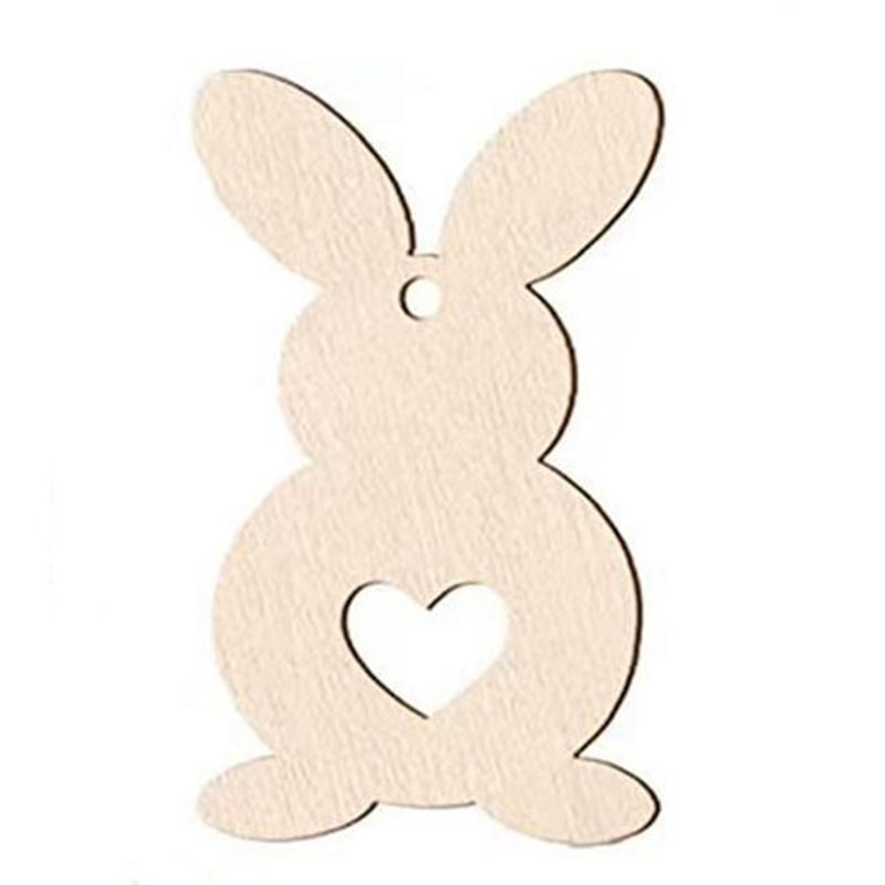 AD23-70PCS Unfinished Blank Wood Cutout Wooden Easter Bunny  Shaped Wooden Easter DIY Wooden Craft For Easter Spring Durab