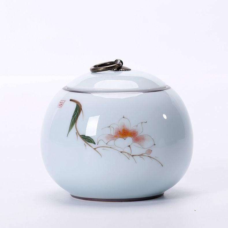 Classical Style Hand-painted Ceramic Tea Cans Non-woven Sealed Tea Storage Tank Household Large Fresh-keeping Moisture-proof Can
