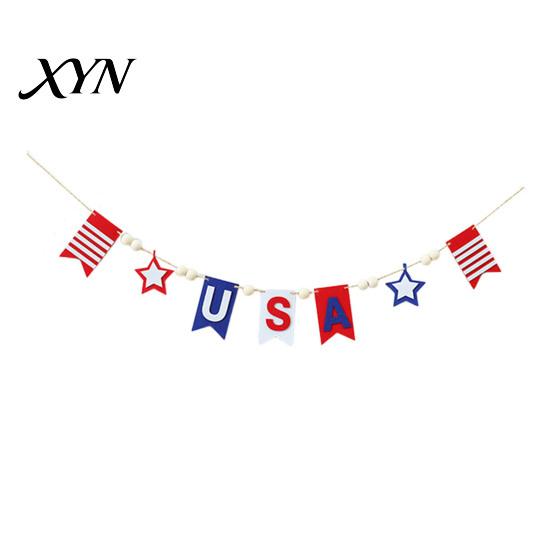Holiday Party Decoration Patriotic Garland Banner for 4th of July Decorations, Red White Blue Hanging Colorful Bunting Memorial Day, Veterans