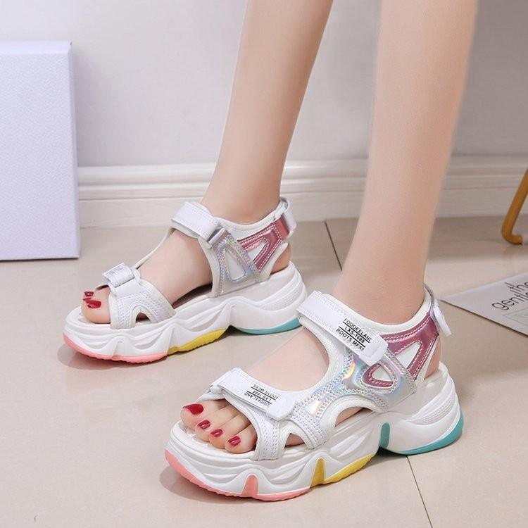 

Rainbow-soled Large-sized Sandal Women s Instagram Trend 2025 New Summer Student Fairy Style Thick-soled Sandal Beach Shoes 35