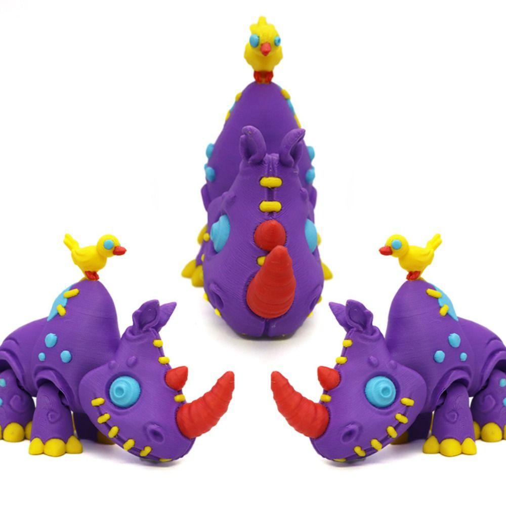 Multi-Jointed 3D Printing Rhinoceros Toy Simulation Anime Rhinoceros Toys Halloween Decoration