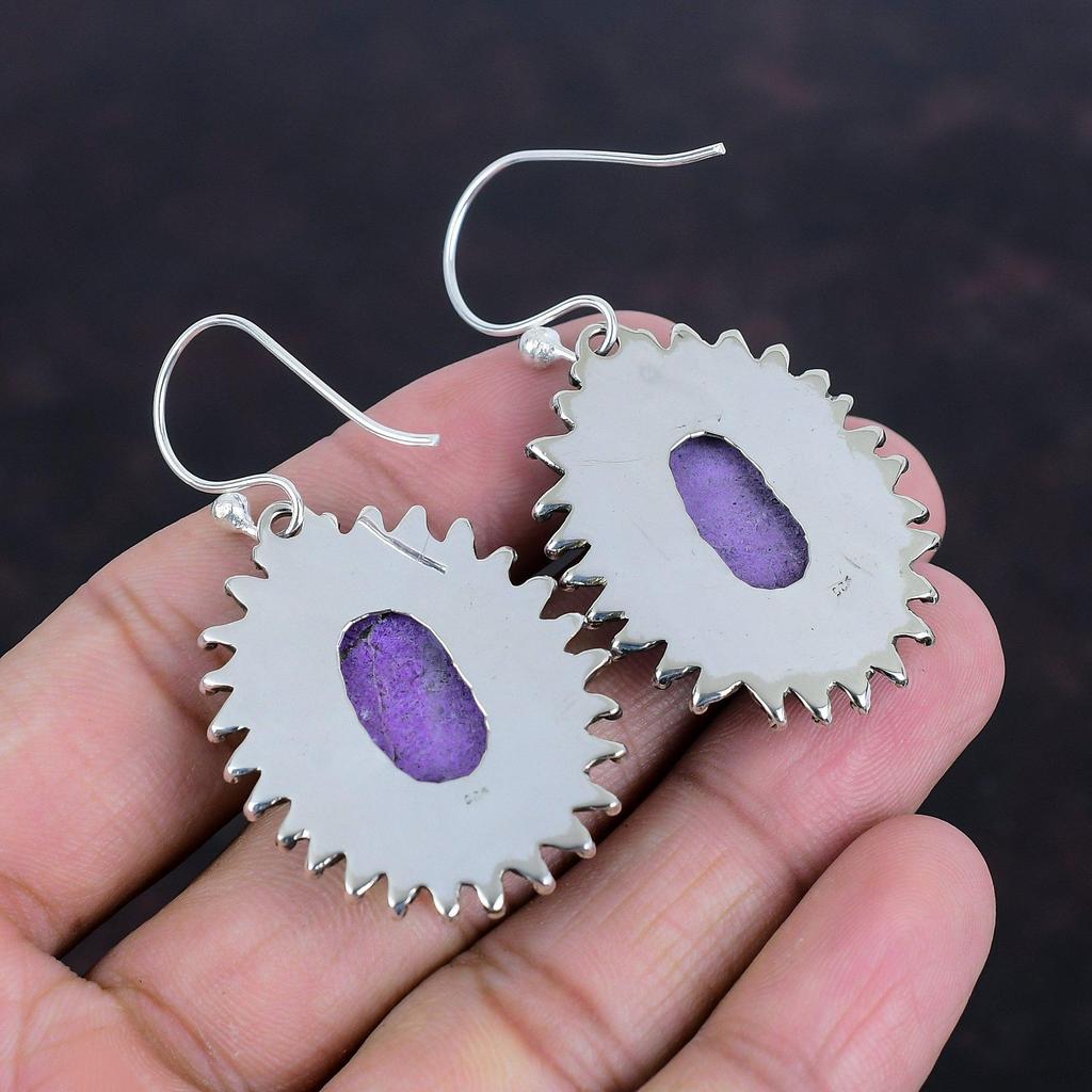 Purpurite Earring Natural Gemstone Earrings Handmade Jewelry 925 Sterling Silver Earring Antique Jewelry Amazing Drop Earring Gifts For Mom