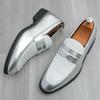 Luxus Designer Neu Gold Silber Gemischt Lackleder Freizeitschuhe Für Herren Penny Loafer Formales Hochzeitskleid Heimkehr
