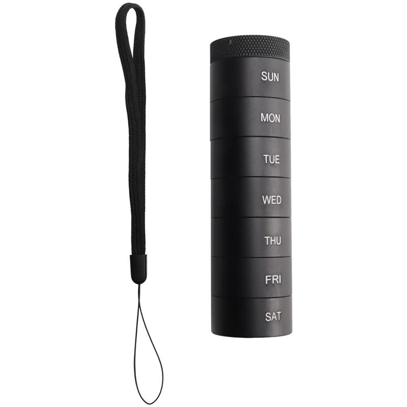 

Good-Weekly Travel Stackable Pill Organizer, Metal Pill Case 7-Day Compartment Medicine Box Waterproof Pill Container Black Dura чорний