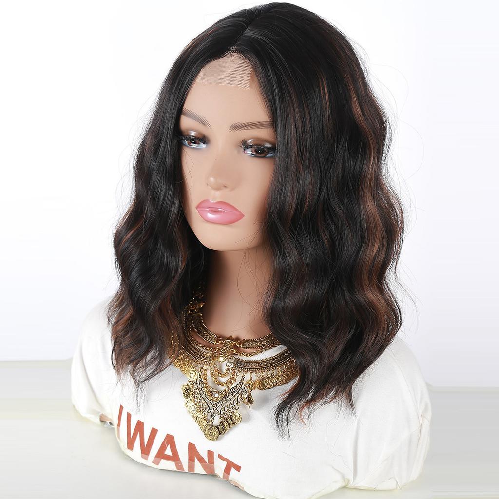 Wig Gradient Color Short Curly Hair Small Lace Female Wigs Synthetic High Temperature Silk Head