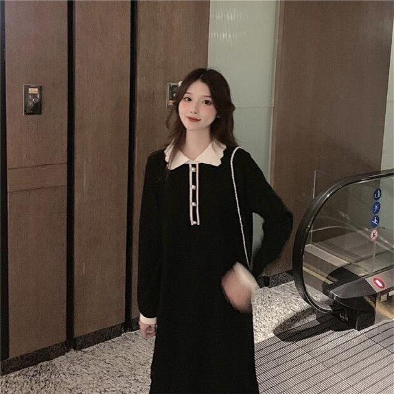 Knitted design base fishtail slim dress women's autumn and winter medium and long sweater skirt